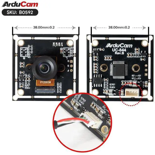 Alt view image 6 of 7 - 120fps Monochrome Global Shutter USB Camera Module, 800P High Speed UVC Webcam with 130°D Wide Angle M12 Lens, for PC, Laptop, Android Devices & Raspberry Pi