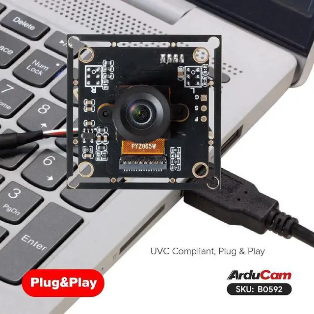 Alt view image 2 of 7 - 120fps Monochrome Global Shutter USB Camera Module, 800P High Speed UVC Webcam with 130°D Wide Angle M12 Lens, for PC, Laptop, Android Devices & Raspberry Pi