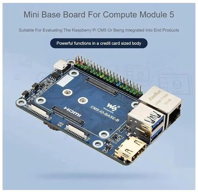 Alt view image 3 of 7 - Mini Base Board (B) Compatible with Raspberry Pi Compute Module 5,Suitable for Evaluating The Raspberry Pi CM5 Or Being Integrated Into End Products