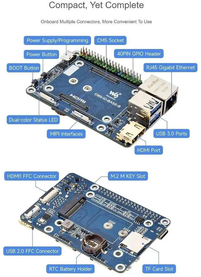 Alt view image 7 of 7 - Mini Base Board (B) Compatible with Raspberry Pi Compute Module 5,Suitable for Evaluating The Raspberry Pi CM5 Or Being Integrated Into End Products