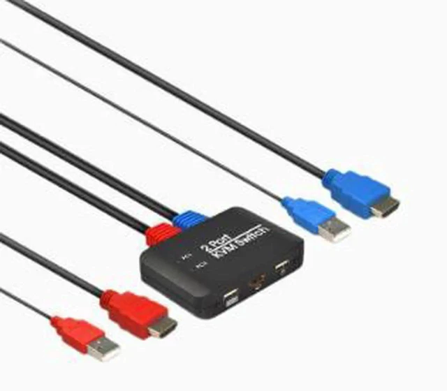 Main image of 2 Port HDMI KVM Switch, 4K USB KVM Switcher with Keyboard Mouse Control, 2 Computers Share One Monitor, Plug and Play