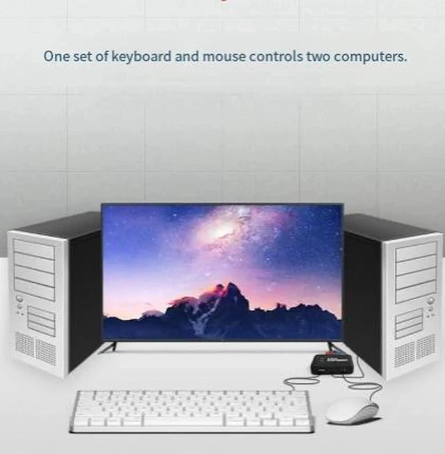 Alt view image 3 of 4 - 2 Port HDMI KVM Switch, 4K USB KVM Switcher with Keyboard Mouse Control, 2 Computers Share One Monitor, Plug and Play