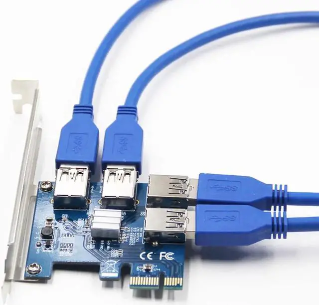 Alt view image 2 of 3 - Add in Card PCIe 1 to 4 PCI Express 16X Slots Riser Card PCI-E 1X to External 4 PCI-e Slot Adapter PCIe Port Multiplier Card