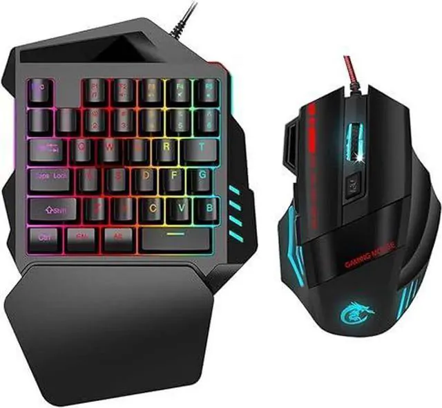 Main image of One Handed Gaming Keyboard Kit, USB Wired LED Backlight Ergonomics Keyboard Adajustable DPI for for Android for OS X