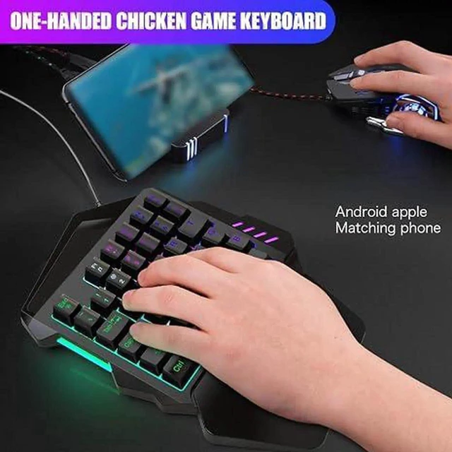 Alt view image 3 of 5 - One Handed Gaming Keyboard Kit, USB Wired LED Backlight Ergonomics Keyboard Adajustable DPI for for Android for OS X