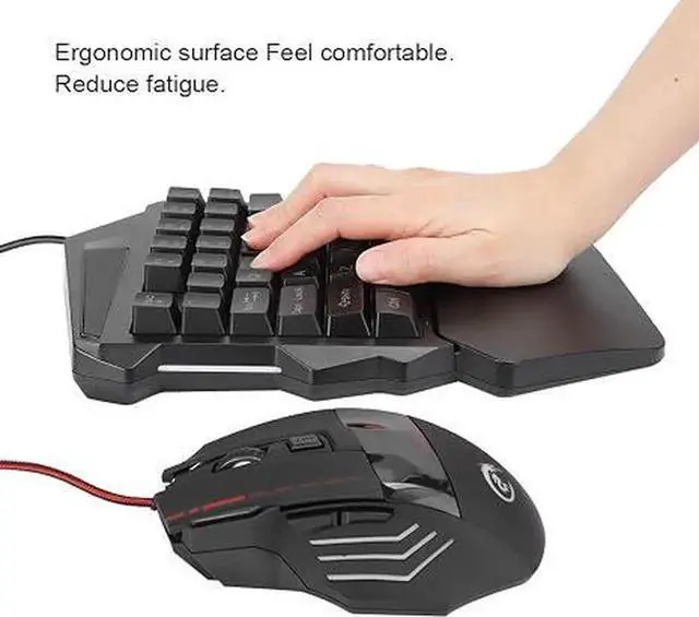 Alt view image 5 of 5 - One Handed Gaming Keyboard Kit, USB Wired LED Backlight Ergonomics Keyboard Adajustable DPI for for Android for OS X