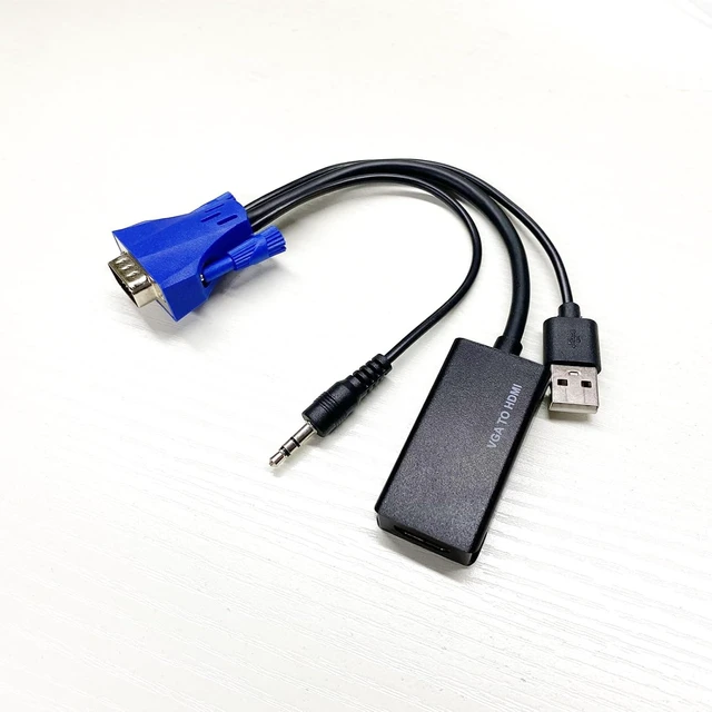 Alt view image 6 of 6 - VGA to HDMI Adapter Uni-Directional,1080P Converter with Audio+USB Power Must BE Connected from VGA Computer/Laptop to HDMI TV/Monitor, Male to Female