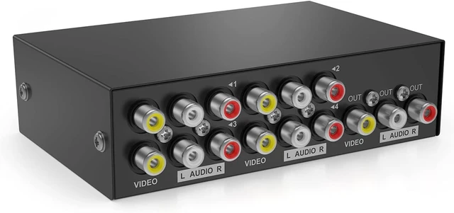 Main image of 4 Way AV RCA Switch, 4 in 1 Out Composite Video L/R Audio Switcher Selector Box for DVD Player, SNES, N64, PS2/3 Game Consoles