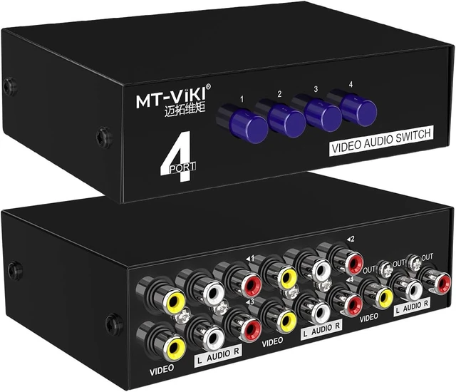 Alt view image 6 of 7 - 4 Way AV RCA Switch, 4 in 1 Out Composite Video L/R Audio Switcher Selector Box for DVD Player, SNES, N64, PS2/3 Game Consoles