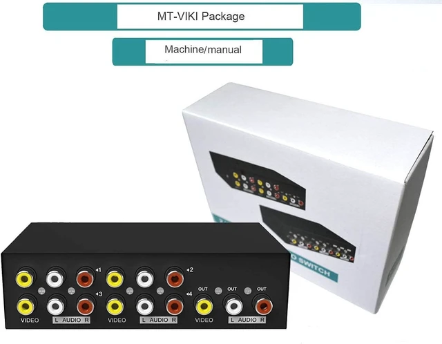 Alt view image 4 of 7 - 4 Way AV RCA Switch, 4 in 1 Out Composite Video L/R Audio Switcher Selector Box for DVD Player, SNES, N64, PS2/3 Game Consoles