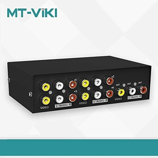 Alt view image 7 of 7 - 4 Way AV RCA Switch, 4 in 1 Out Composite Video L/R Audio Switcher Selector Box for DVD Player, SNES, N64, PS2/3 Game Consoles