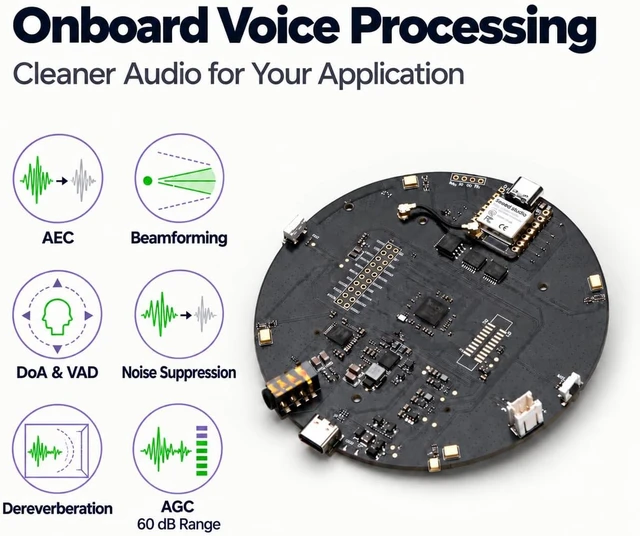 Alt view image 4 of 7 - reSpeaker XVF3800 4-Mic Array with XIAO ESP32S3, Bare Board