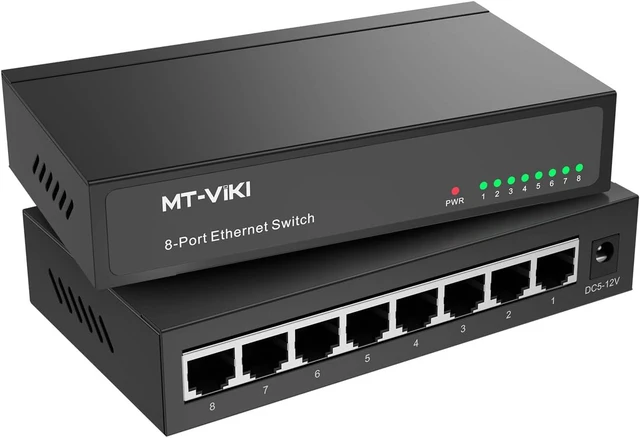 Main image of 8 Port Gigabit Ethernet Switch, Unmanaged Network Switch Splitter, Desktop/Wall-Mount, Metal Casing, Fanless, Plug and Play
