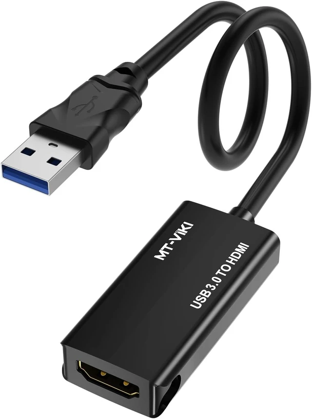 Main image of MT-VIKI USB 3.0 to HDMI Adapter, USB 3.0 to HDMI Male to Female Adapter, 1080P Compatible with Mac OS, Windows 10/8.1/8/7 (Uni-Directional) 1 Pack
