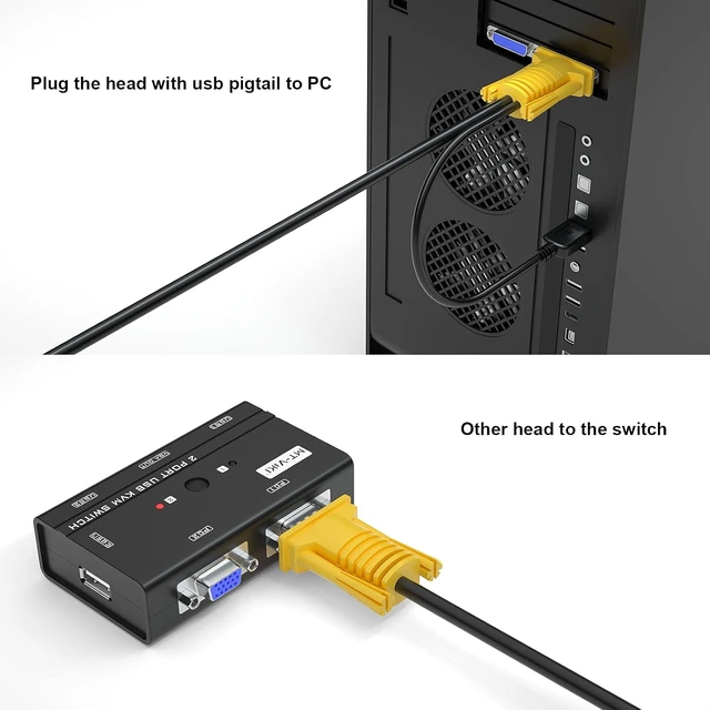 Alt view image 4 of 5 - 2-in-1 USB VGA KVM Cable 3m (10ft) for USB KVM Switch VGA