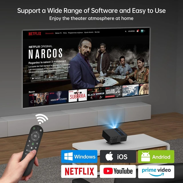 Alt view image 3 of 6 - MT-VIKI 4K Smart Projector Home Theater Supports 18000 Lumens Auto Focus/Auto Keystone Correction Projector Full HD 1080P Resolution With 360° Rotatable Stand
