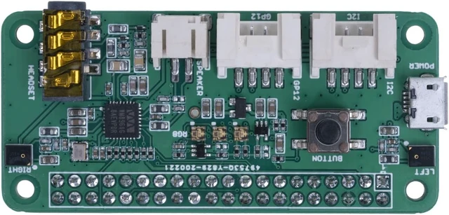 Alt view image 4 of 5 - reSpeaker 2-Mics Pi HAT for Raspberry Pi - WM8960 Audio Codec, 2 Analog Microphones, 3 APA102 RGB LEDs, 3.5mm Audio Jack, User Button, Attached with NLU Software Algorithms, VAD,DOA, KWS