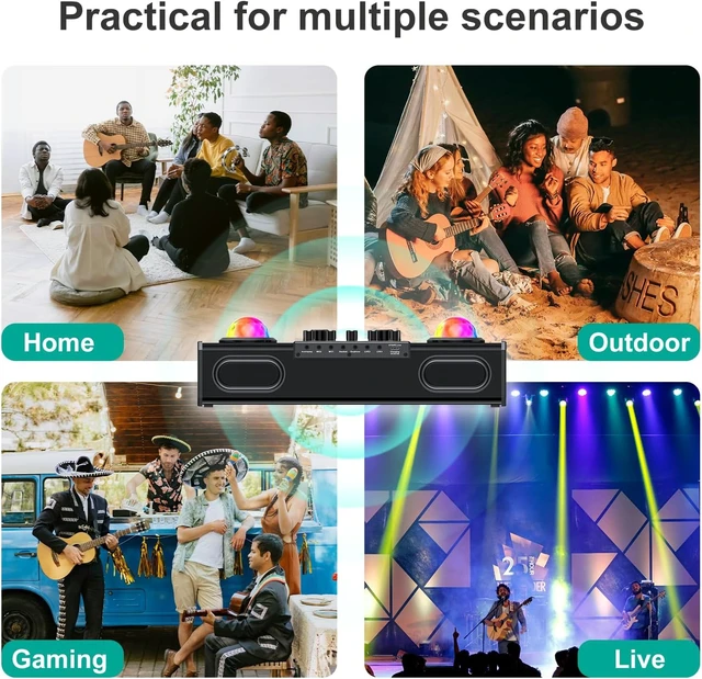 Alt view image 6 of 7 - MT-VIKI Portable Bluetooth Karaoke Machine Speaker with 2 Wireless Microphones, RGB Lights, Different Effects, Perfect for Adults & Kids, Home & Outdoor Party