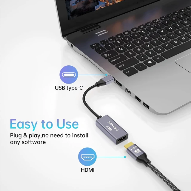 Alt view image 6 of 6 - MT-VIKI USB Type C to HDMI 2.1 Adapter, USB C to HDMI 8K@60Hz & 4K@120Hz, 48Gbps, Type C Male (Thunderbolt 3/4) to HDMI Female Compatible with MacBook Pro/Air, iPad Pro/Air, Pixelbook, XPS,etc