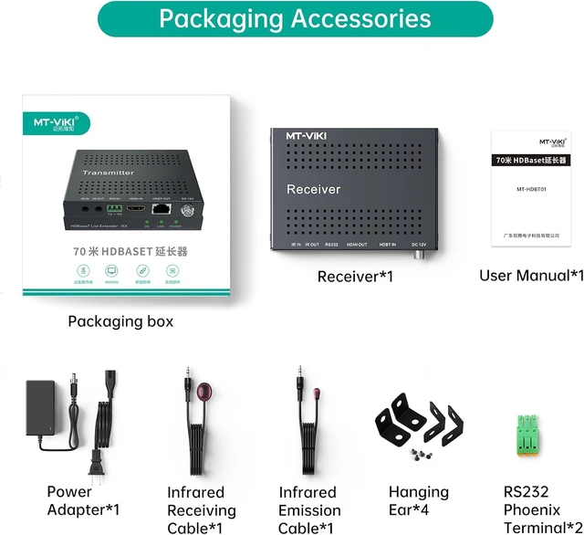 Alt view image 6 of 7 - MT-VIKI 4K HDBT HDMI Receiver Over Cat5e/6 Ethernet up to 230ft (1080P) 130ft (4K), Supports HDCP 2.2/1.4, RS232, Bi-Directional IR and PoC ONLY Receiver