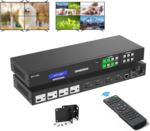 Main image of MT-VIKI 4K Seamless HDMI Matrix Video Wall w/Web &Audio &180° Rotate (4x4)
Custom EDID, Video Wall Controller 2x2 & Multiviewer w/PIP, 4K@30Hz,