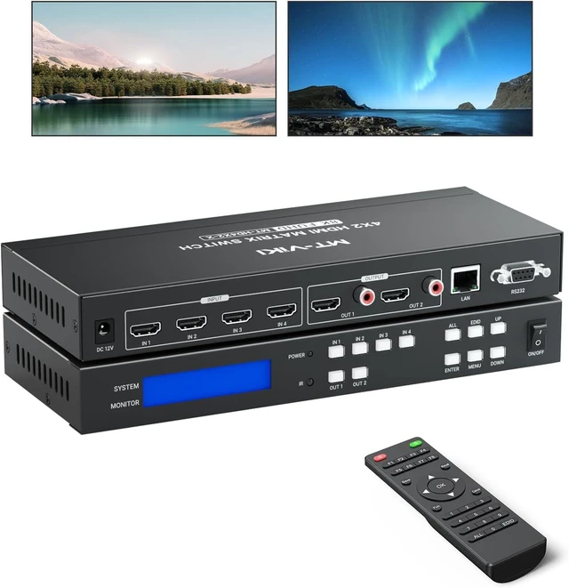 Main image of MT-VIKI 8K HDMI 2.1 Matrix Switch 4x2 with Audio Extraction eARC
48Gbps HDMI Switcher 4 In 2 Out, 8K@60Hz 4K@120Hz HDR10+ for TV PC Gaming Projector Home Theater