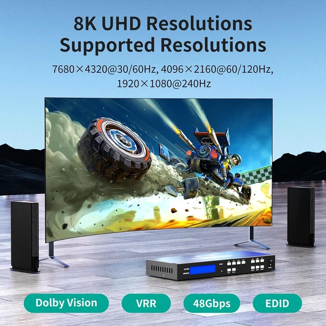 Alt view image 6 of 7 - MT-VIKI 8K HDMI 2.1 Matrix Switch 4x2 with Audio Extraction eARC
48Gbps HDMI Switcher 4 In 2 Out, 8K@60Hz 4K@120Hz HDR10+ for TV PC Gaming Projector Home Theater