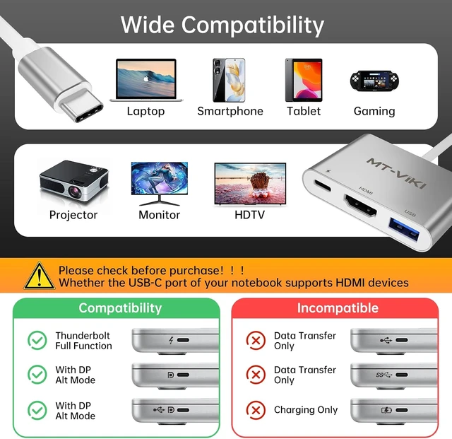 Alt view image 6 of 6 - MT-VIKI 4K Type C USB 3.0 C to HDMI Adapter, Support Extended Screen