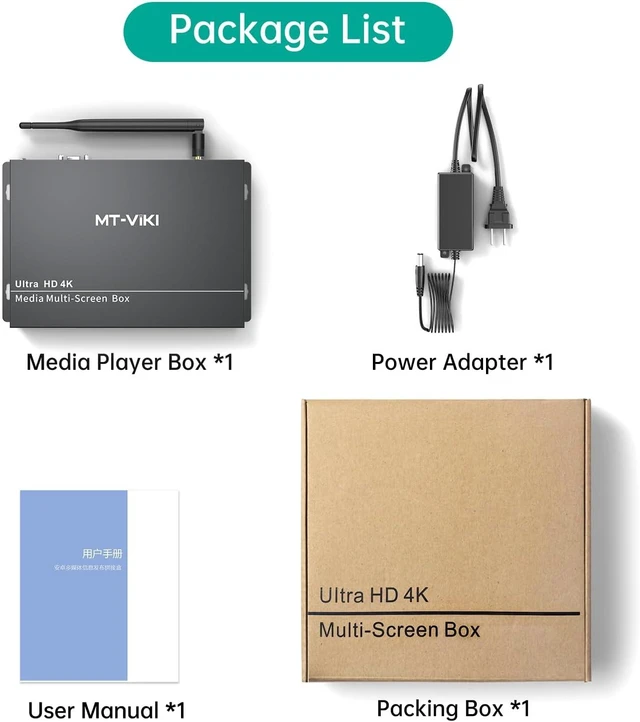 Alt view image 5 of 6 - MT-VIKI Wireless Digital Signage Player - 4-Screen Video Controller with Rotation, Splitting & Scheduling for Restaurant Menu Boards, Bubble Tea Promotions