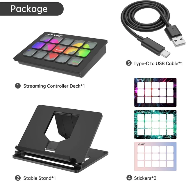 Alt view image 2 of 4 - MT-VIKI Streaming Keyboard with 15 Macro Keys Customizable, Trigger Actions In OBS Twitch YouTube, Compatible with PC & Mac