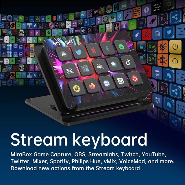 Alt view image 4 of 4 - MT-VIKI Streaming Keyboard with 15 Macro Keys Customizable, Trigger Actions In OBS Twitch YouTube, Compatible with PC & Mac