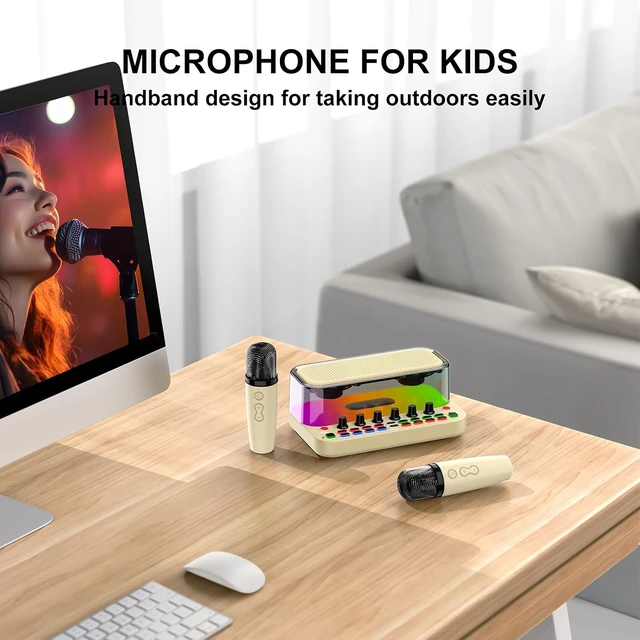 Alt view image 3 of 6 - MT-VIKI Portable Bluetooth Karaoke Machine Speaker with 2 Wireless Microphones, RGB Lights, Lightweight, Perfect for Adults & Kids, Home & Outdoor Party