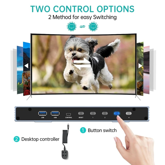 Alt view image 5 of 6 - MT-VIKI 4K@120Hz/144Hz USB 3.0 HDMI KVM Switch 4 Port 8K@60Hz, Aluminum KVM Switch HDMI 2.1, HDR for GamAIAMXes (4 USB 3.0 Cable Included)