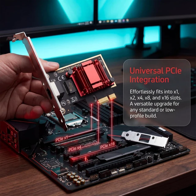 Alt view image 6 of 7 - 2.5GBase-T PCIe Network Adapter RTL8125B 2500/1000/100Mbps PCI Express Gigabit Ethernet Card RJ45 LAN Controller Support PXE for Windows/Linux/MAC with Low Profile