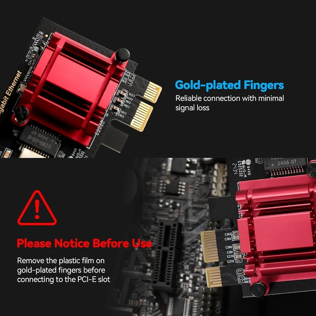 Alt view image 6 of 7 - 5Gbps PCIe Network Adapter, RTL8126 Chip Multi-Gigabit Ethernet Card (5G/2.5G/1G/100Mbps) PCIe 3.1 X1, RJ45 LAN Controller with PXE Boot, Low Profile Bracket for Windows/Linux