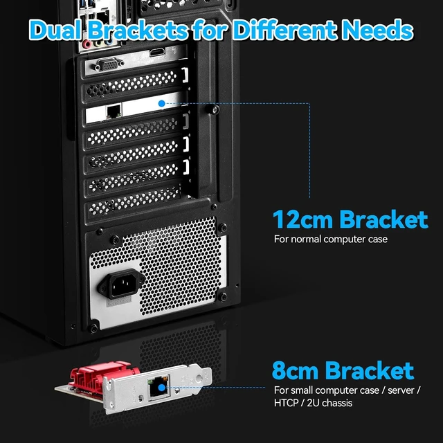 Alt view image 5 of 7 - 5Gbps PCIe Network Adapter, RTL8126 Chip Multi-Gigabit Ethernet Card (5G/2.5G/1G/100Mbps) PCIe 3.1 X1, RJ45 LAN Controller with PXE Boot, Low Profile Bracket for Windows/Linux