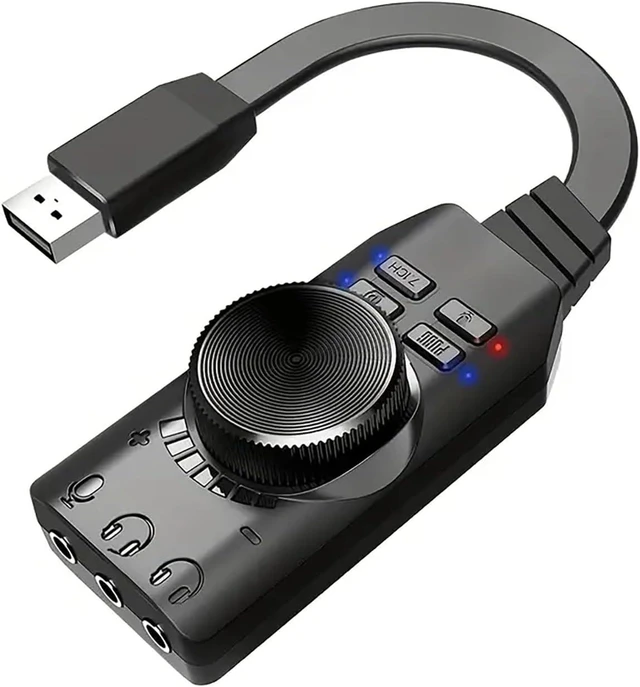 Main image of USB Sound Card Virtual 7.1 Surround Sound USB External Sound Card Adapter with PUBG Sound Effects for PC/PS4/PS5/Mac/Gaming Headset,Plug and Play