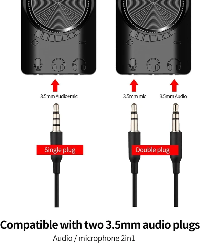 Alt view image 6 of 7 - USB Sound Card Virtual 7.1 Surround Sound USB External Sound Card Adapter with PUBG Sound Effects for PC/PS4/PS5/Mac/Gaming Headset,Plug and Play