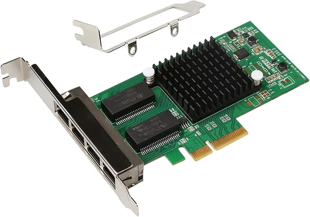 Alt view image 2 of 7 - 4-Port Gigabit Ethernet Converged Network Adapter (NIC) with Intel I350 Chip | Ethernet PCI Express NIC Network Card | Quad Copper RJ45 Ports | PCI Express 2.1 X4 | Compare to Intel I350-T4