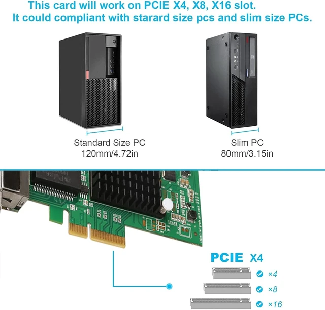 Alt view image 7 of 7 - 4-Port Gigabit Ethernet Converged Network Adapter (NIC) with Intel I350 Chip | Ethernet PCI Express NIC Network Card | Quad Copper RJ45 Ports | PCI Express 2.1 X4 | Compare to Intel I350-T4