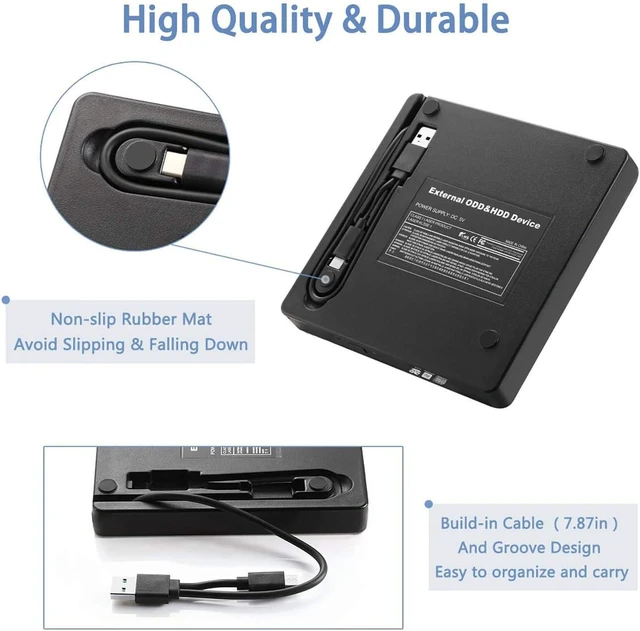 Alt view image 5 of 7 - External CD/DVD Drive for Laptop, USB A/C 3.0 CD DVD Player Portable +/-RW Burner CD ROM Reader Writer Disk Duplicator Compatible with Laptop Desktop PC Windows Apple Mac Pro MacBook Linux