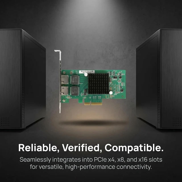 Alt view image 6 of 7 - Dual Gigabit NIC with Intel I350 Chip, 1Gb Network Card Compare to Intel I350-T2 NIC, 2 Ports RJ45 Ports, PCI Express 2.1 X4, Ethernet Card with Low Profile for Windows/Windows Server/Linux