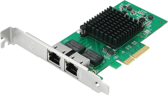 Main image of Dual Gigabit NIC with Intel I350 Chip, 1Gb Network Card Compare to Intel I350-T2 NIC, 2 Ports RJ45 Ports, PCI Express 2.1 X4, Ethernet Card with Low Profile for Windows/Windows Server/Linux