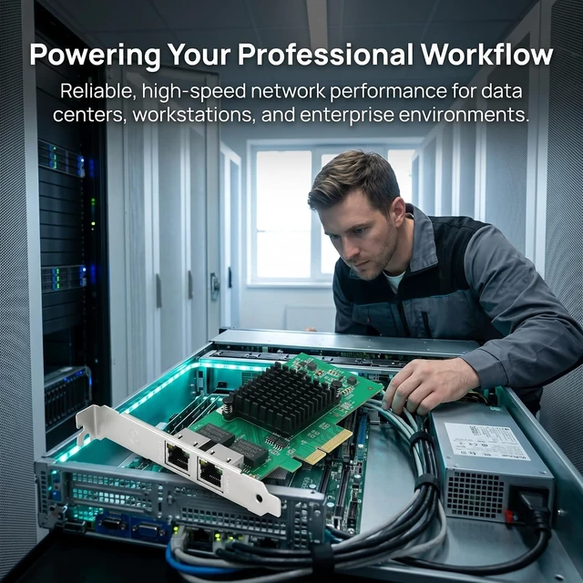 Alt view image 4 of 7 - Dual Gigabit NIC with Intel I350 Chip, 1Gb Network Card Compare to Intel I350-T2 NIC, 2 Ports RJ45 Ports, PCI Express 2.1 X4, Ethernet Card with Low Profile for Windows/Windows Server/Linux