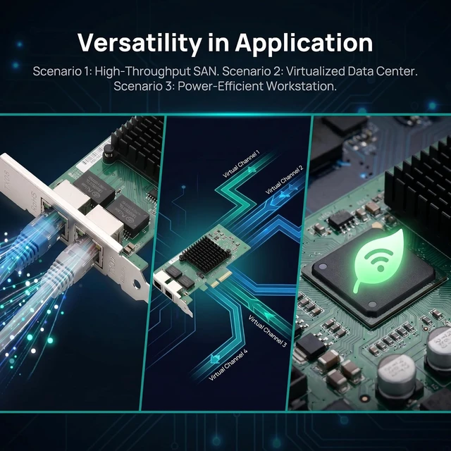 Alt view image 3 of 7 - Dual Gigabit NIC with Intel I350 Chip, 1Gb Network Card Compare to Intel I350-T2 NIC, 2 Ports RJ45 Ports, PCI Express 2.1 X4, Ethernet Card with Low Profile for Windows/Windows Server/Linux