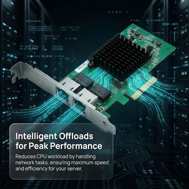 Alt view image 7 of 7 - Dual Gigabit NIC with Intel I350 Chip, 1Gb Network Card Compare to Intel I350-T2 NIC, 2 Ports RJ45 Ports, PCI Express 2.1 X4, Ethernet Card with Low Profile for Windows/Windows Server/Linux