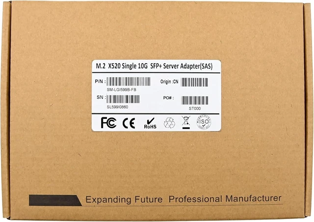 Alt view image 7 of 7 - 10 Gigabit M.2 to RJ45 SFP+ NIC, with Intel 82599(X520-DA1) Controller PCIe X4 Network Card,10gb RJ45 Ethernet Card Industrial Adapter with SFF-8087 Cable/Low Profile Bracket Support PXE&UEFI
