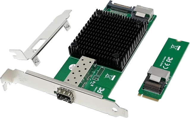 Alt view image 2 of 7 - 10 Gigabit M.2 to RJ45 SFP+ NIC, with Intel 82599(X520-DA1) Controller PCIe X4 Network Card,10gb RJ45 Ethernet Card Industrial Adapter with SFF-8087 Cable/Low Profile Bracket Support PXE&UEFI