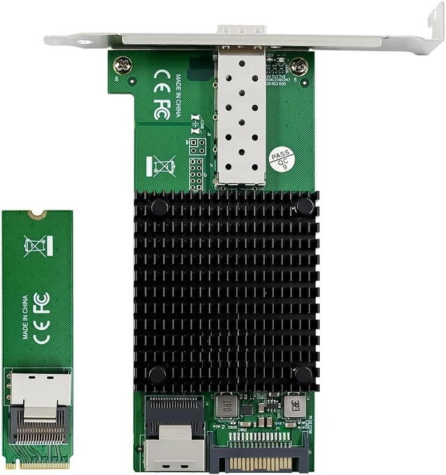 Alt view image 3 of 7 - 10 Gigabit M.2 to RJ45 SFP+ NIC, with Intel 82599(X520-DA1) Controller PCIe X4 Network Card,10gb RJ45 Ethernet Card Industrial Adapter with SFF-8087 Cable/Low Profile Bracket Support PXE&UEFI