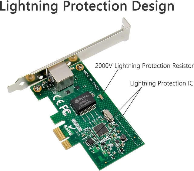 Alt view image 2 of 7 - Gigabit Network Card PCIe 1000M PCI Express Ethernet Adapter with Intel I210AT LAN NIC Card for Support PXE for Windows/Windows Server/Linux(Lightning Protection Design)